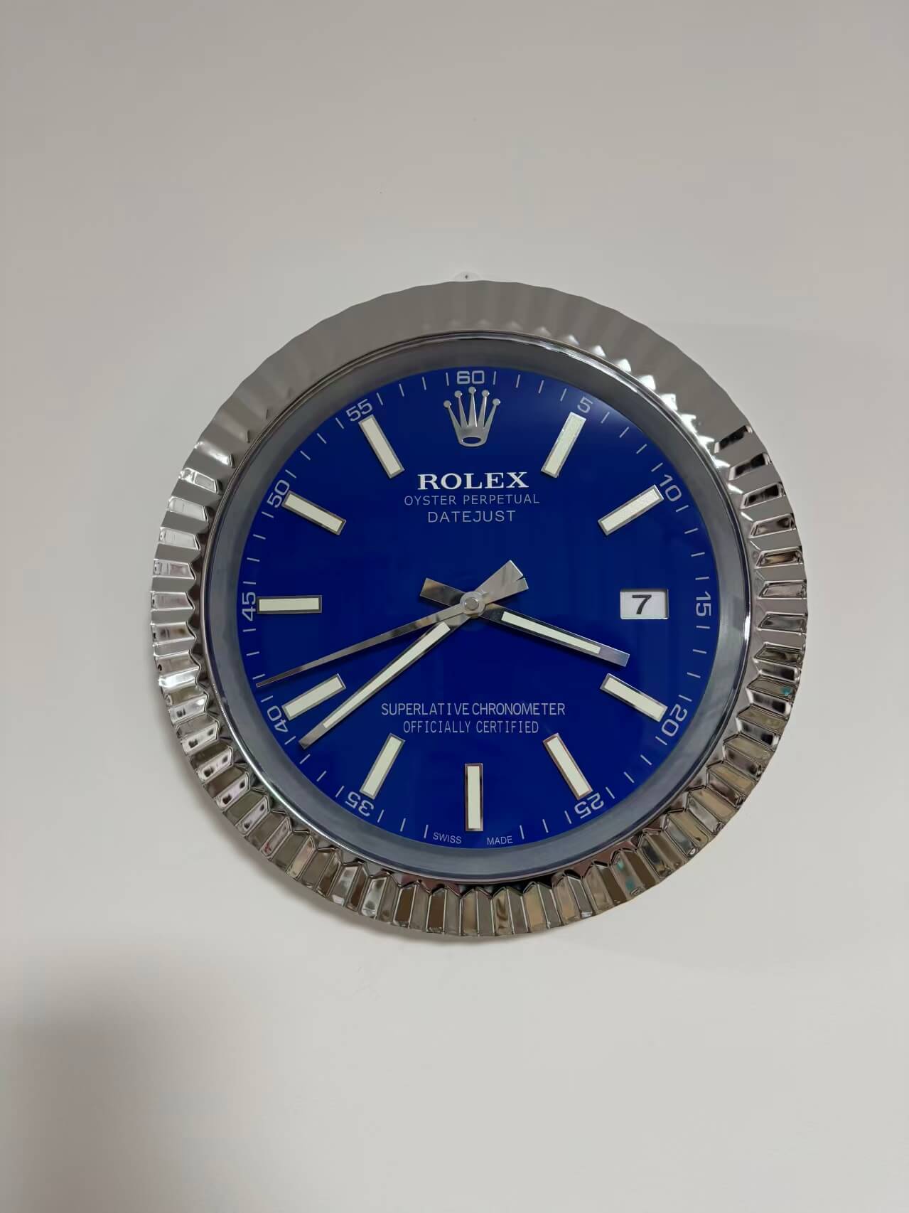 Date-Just Wall Clock – Sliver & Blue Style | 34 cm / 126334