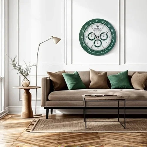 Daytona Style Wall Clock | Green & White