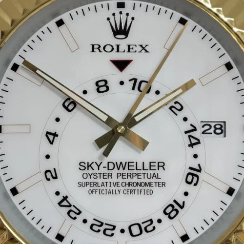 Sky Dweller Style Wall Clock | Gold & White