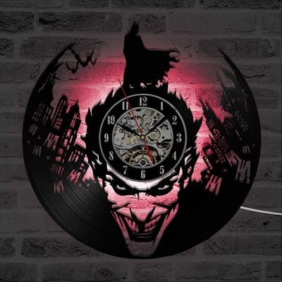 Batman Joker Wall Clock Vinyl Record Clocks with LED