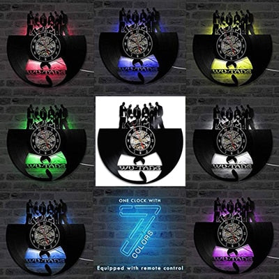 WU TANG Vinyl Record Wall Clock Modern Design with LED