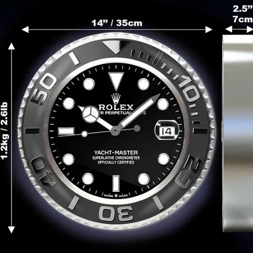 Yacht-Master II Style Wall Clock | Black