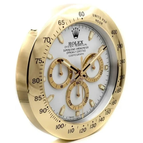 Daytona Style Wall Clock | Gold & White