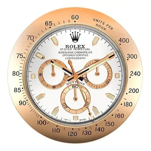 Daytona Style Wall Clock | Rose Gold & White