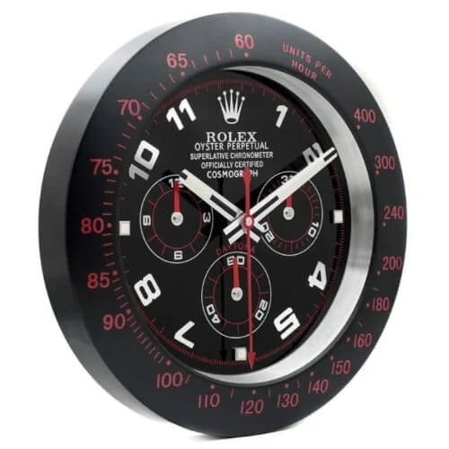 Daytona Style Wall Clock | Black & Red