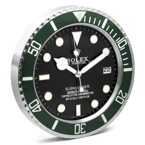 Submariner Style Wall Clock | Green & Black