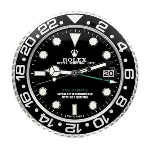 GMT Master II Style Wall Clock | Black & Sliver