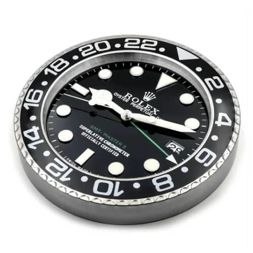 GMT Master II Style Wall Clock | Black & Sliver
