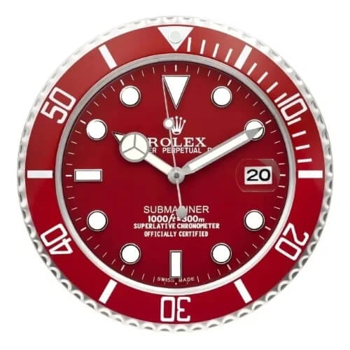 Submariner Style Wall Clock | Red