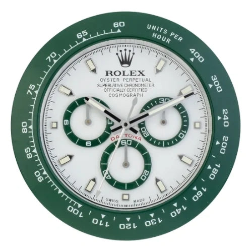 Daytona Style Wall Clock | Green & White