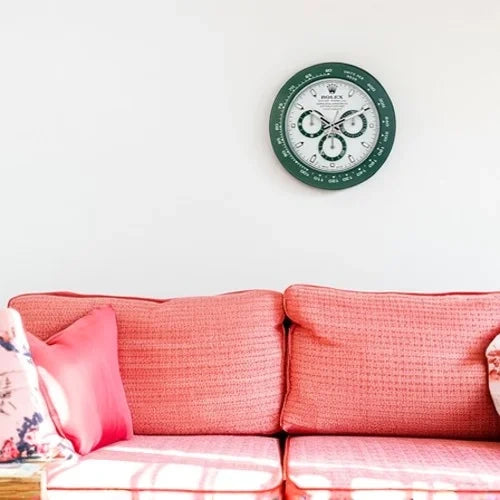 Daytona Style Wall Clock | Green & White