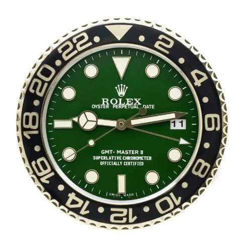 GMT Master II Style Wall Clock | Gold & Green