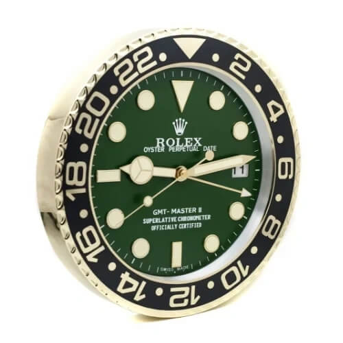 GMT Master II Style Wall Clock | Gold & Green