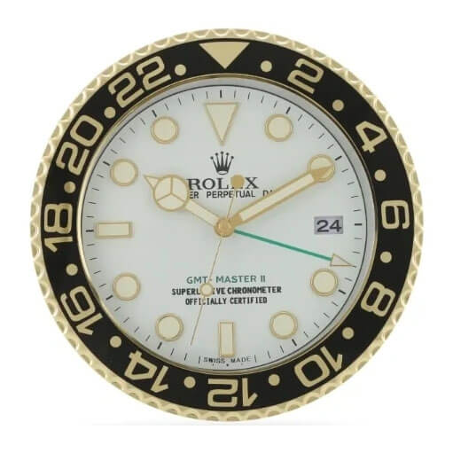 GMT Master II Style Wall Clock | Gold & White