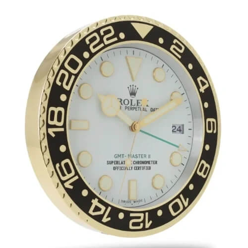 GMT Master II Style Wall Clock | Gold & White