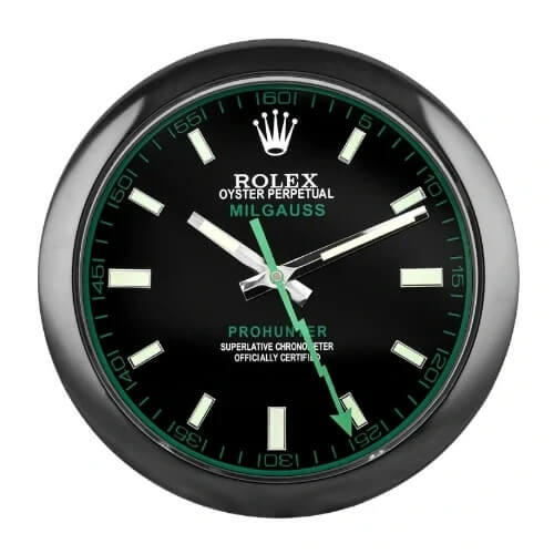 Milgauss Style Wall Clock | Black & Black Green