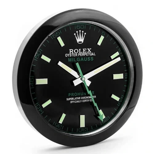Milgauss Style Wall Clock | Black & Black Green