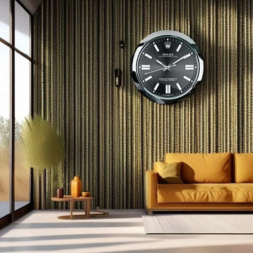 Oyster Perpetual Style Wall Clock | Sliver & Black