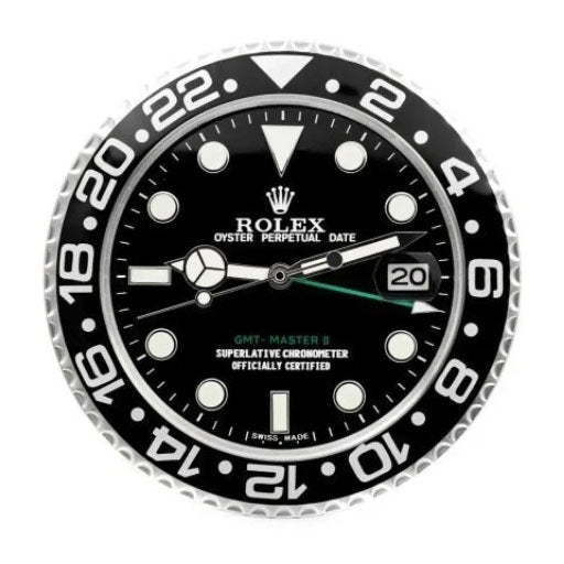 GMT Master II Style Wall Clock | Black & Sliver