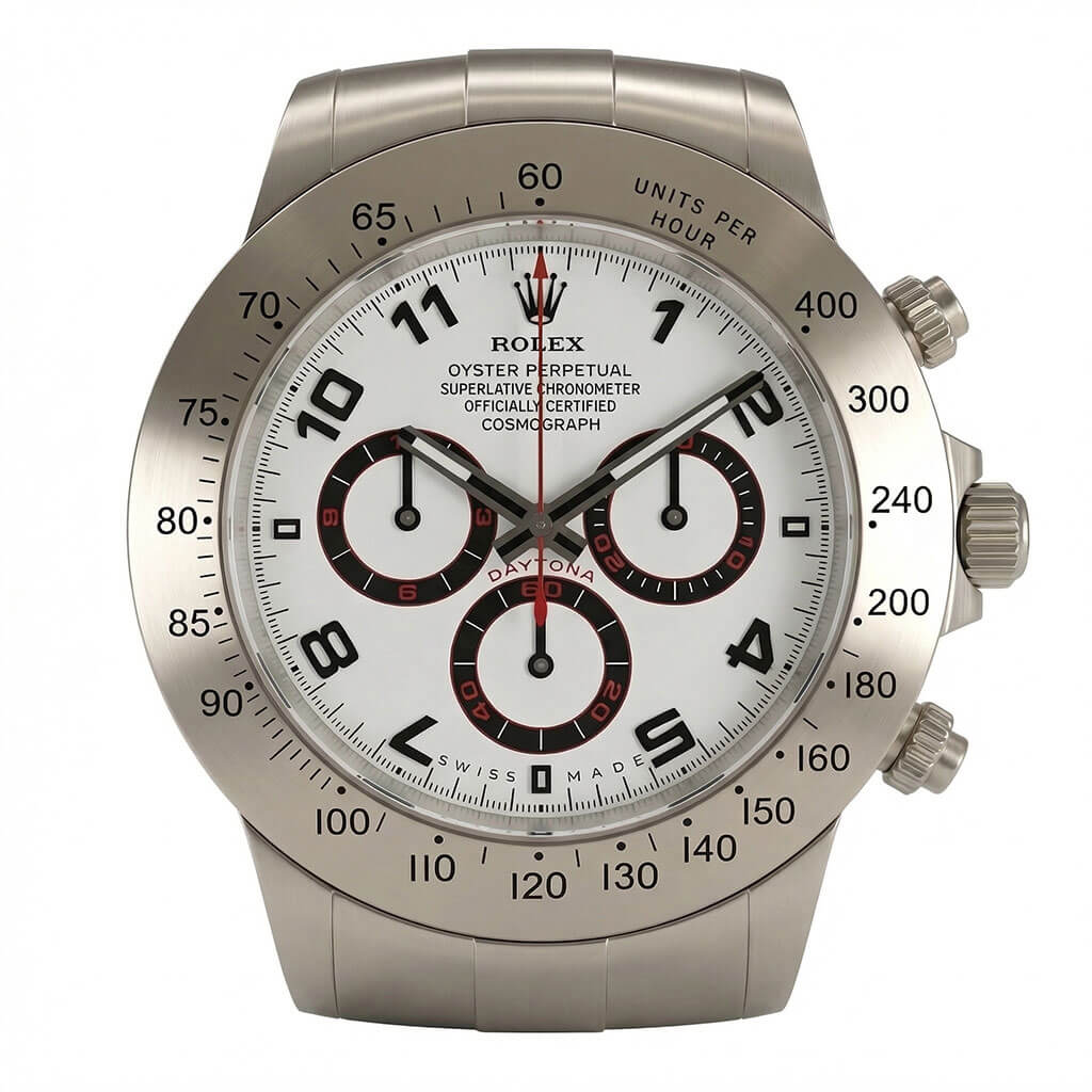 Daytona XXL Silver, White & Red Wall Clock