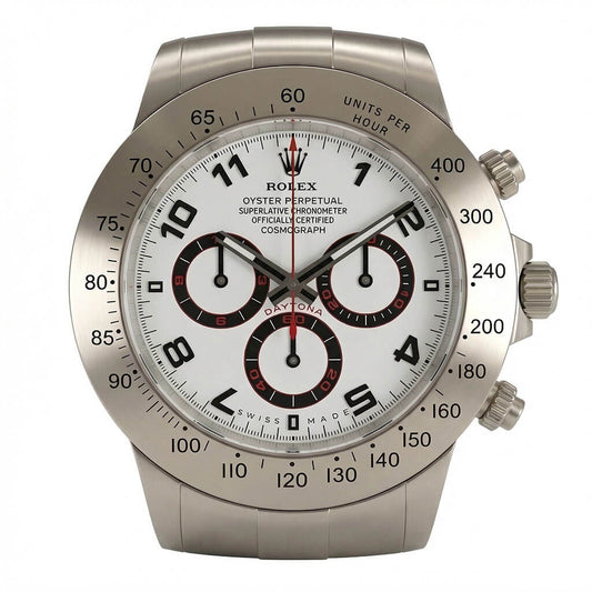 Daytona XXL Silver, White & Red Wall Clock