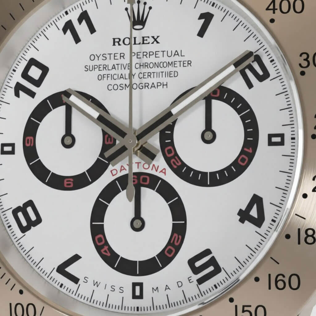 Daytona XXL Silver, White & Red Wall Clock