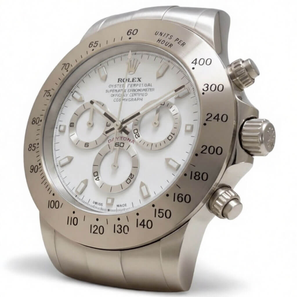 Daytona XXL Silver & White Wall Clock