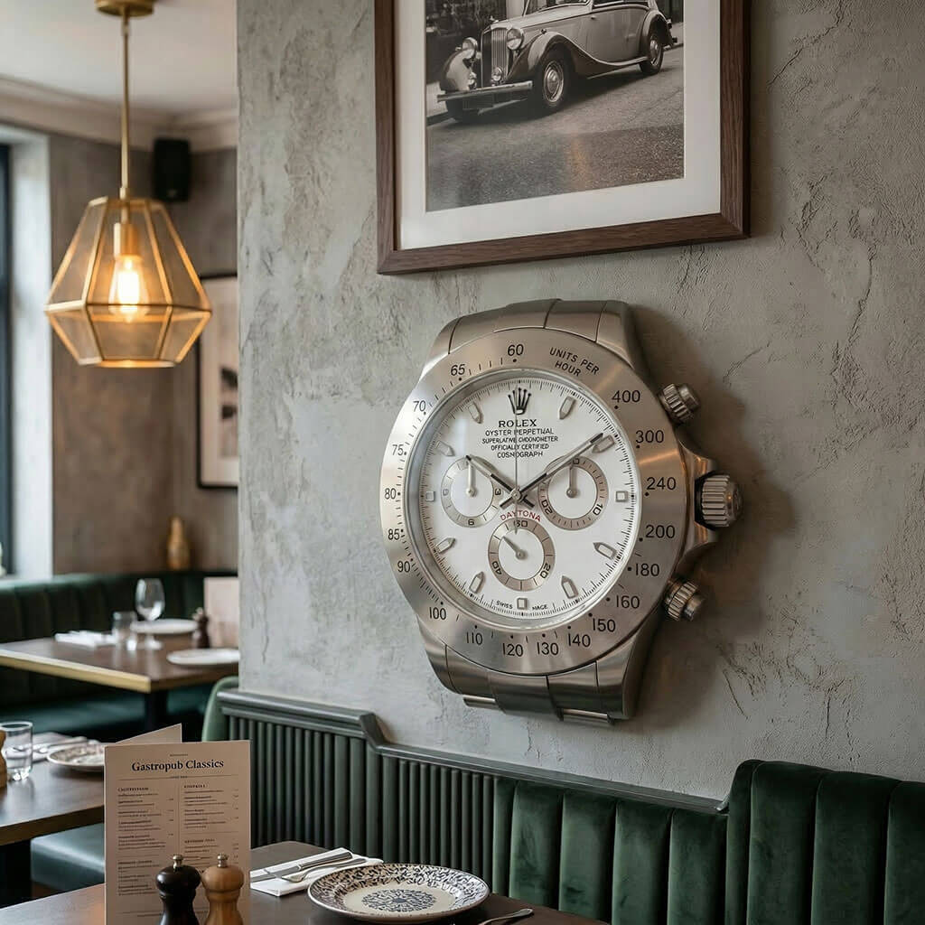 Daytona XXL Silver & White Wall Clock