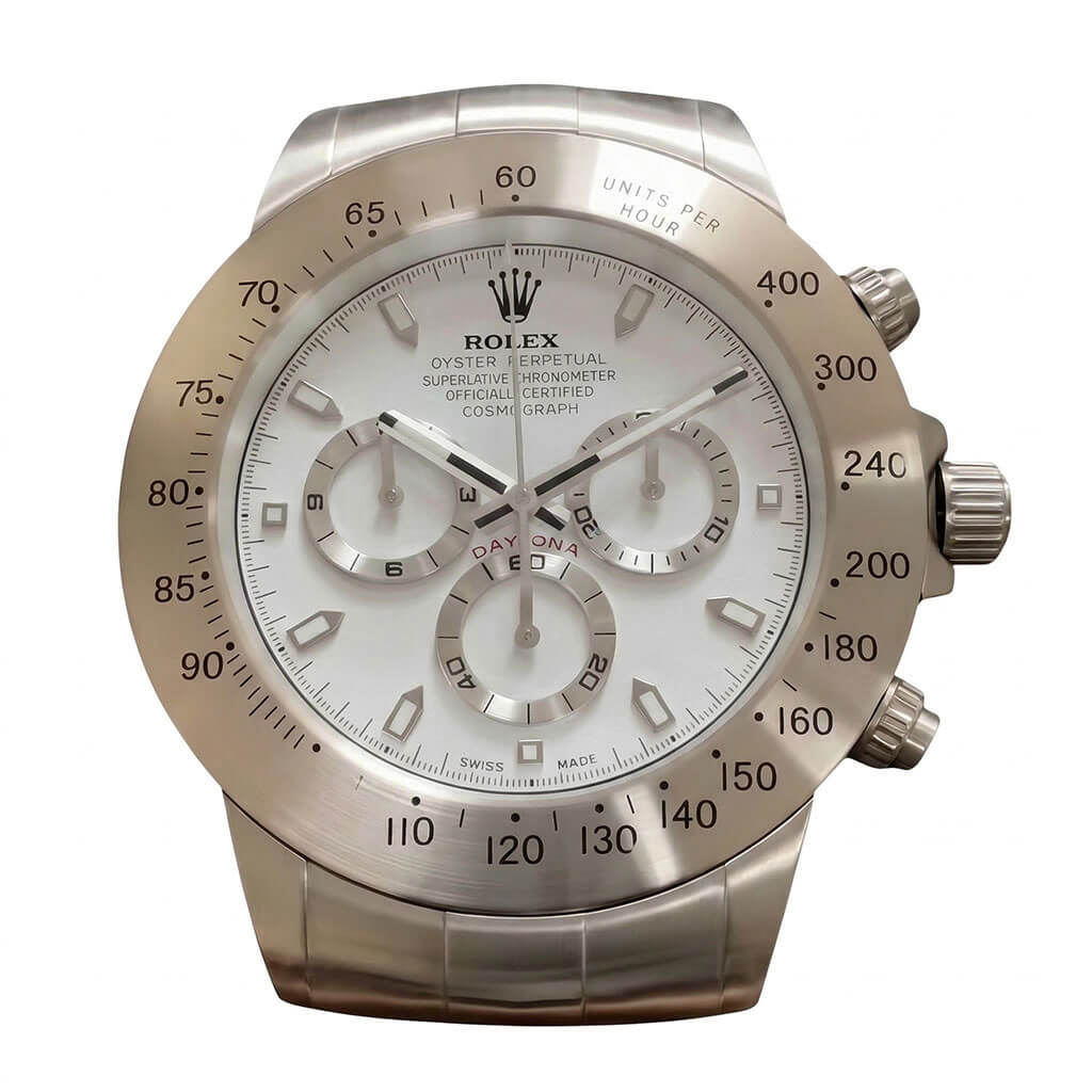 Daytona XXL Silver & White Wall Clock