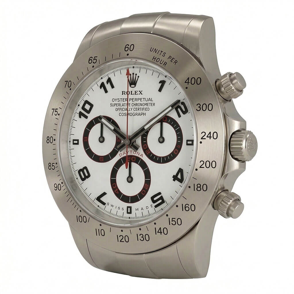 Daytona XXL Silver, White & Red Wall Clock