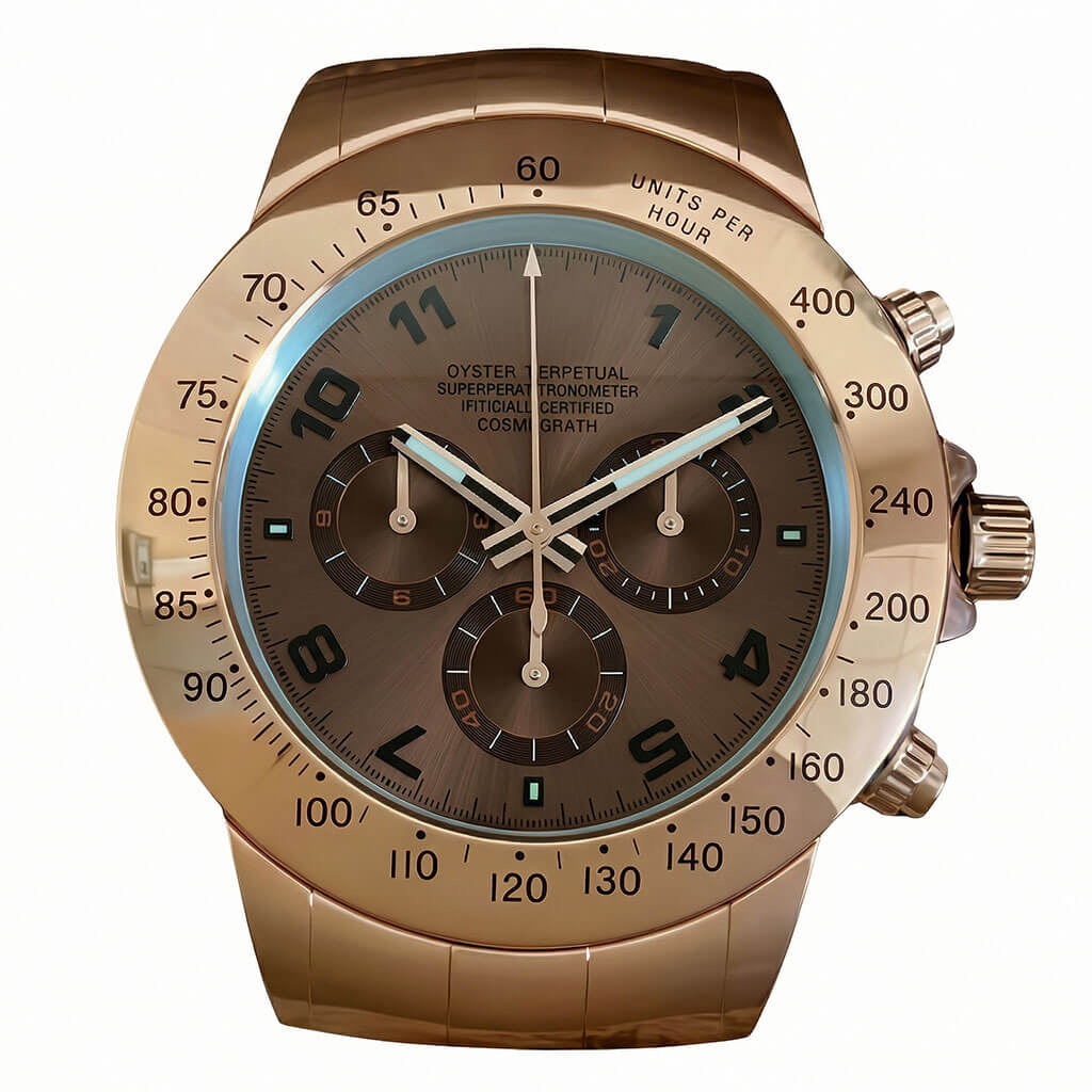 Daytona XXL Rose Gold & Brown Wall Clock