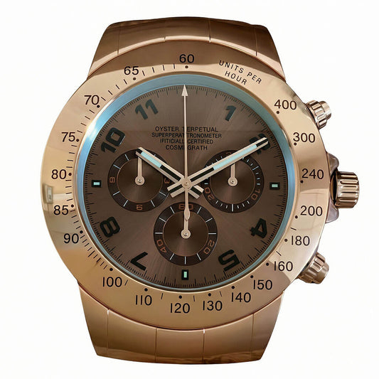 Daytona XXL Rose Gold & Brown Wall Clock