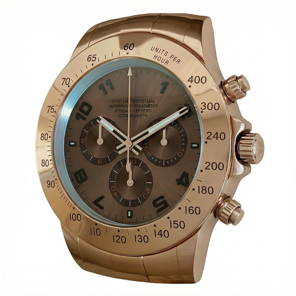 Daytona XXL Rose Gold & Brown Wall Clock