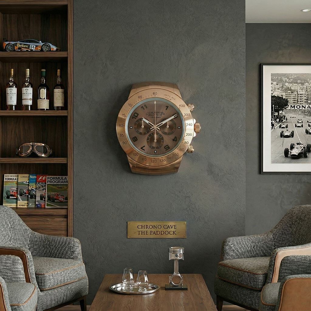 Daytona XXL Rose Gold & Brown Wall Clock