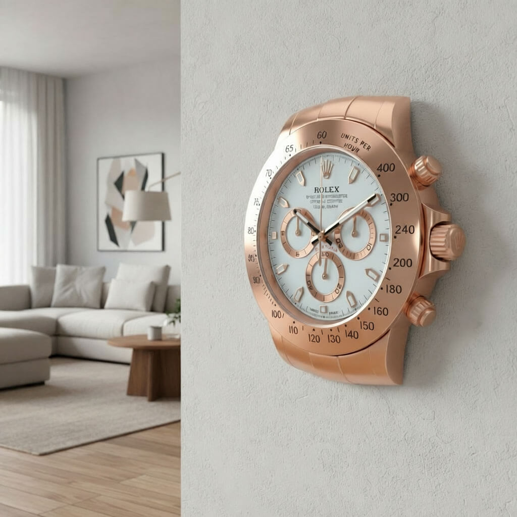Daytona XXL Rose Gold & White Wall Clock