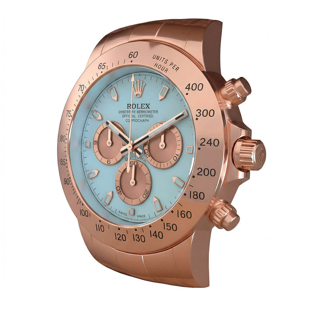 Daytona XXL Rose Gold & Ice Blue Wall Clock