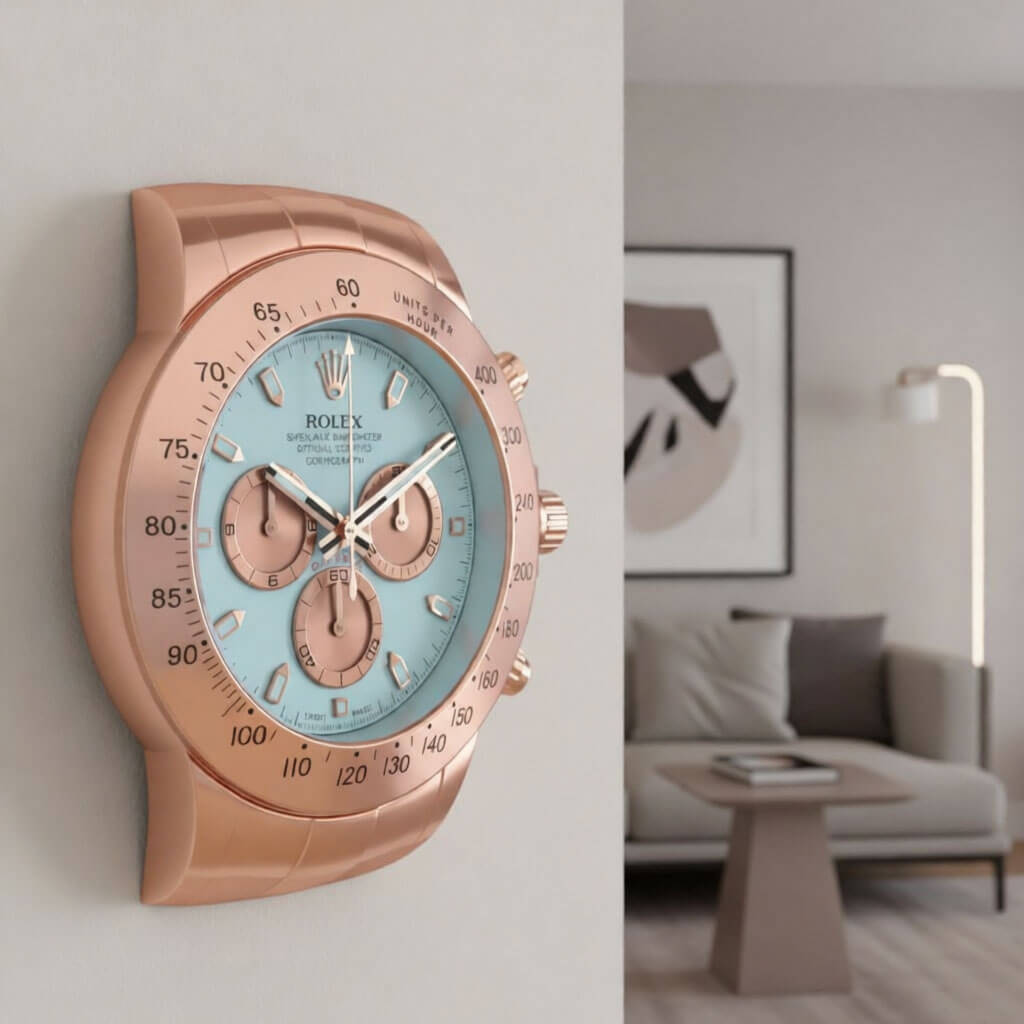 Daytona XXL Rose Gold & Ice Blue Wall Clock