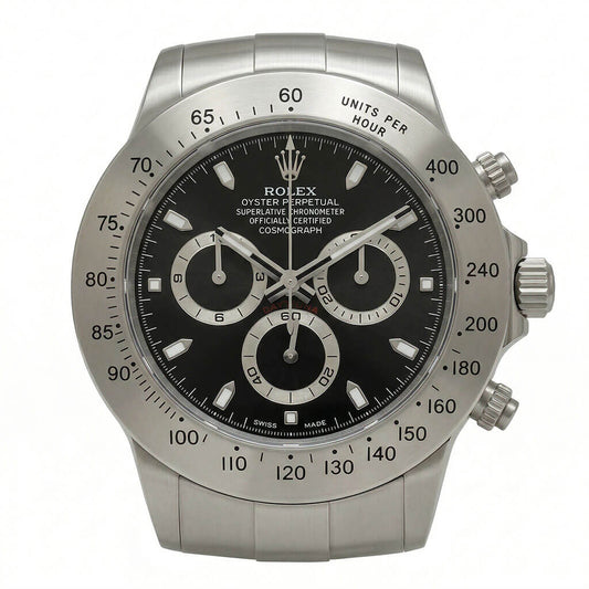 Daytona XXL Silver & Black Wall Clock