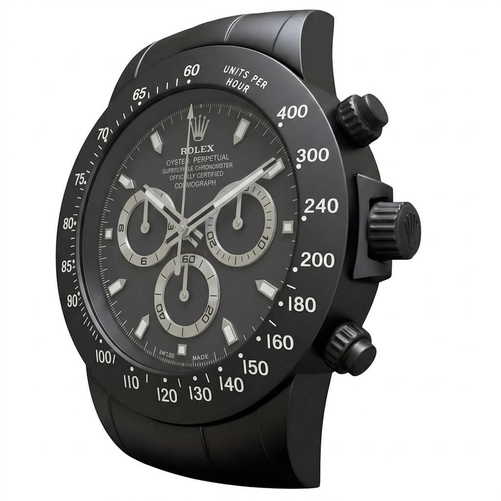 Daytona XXL Black & Silver Wall Clock