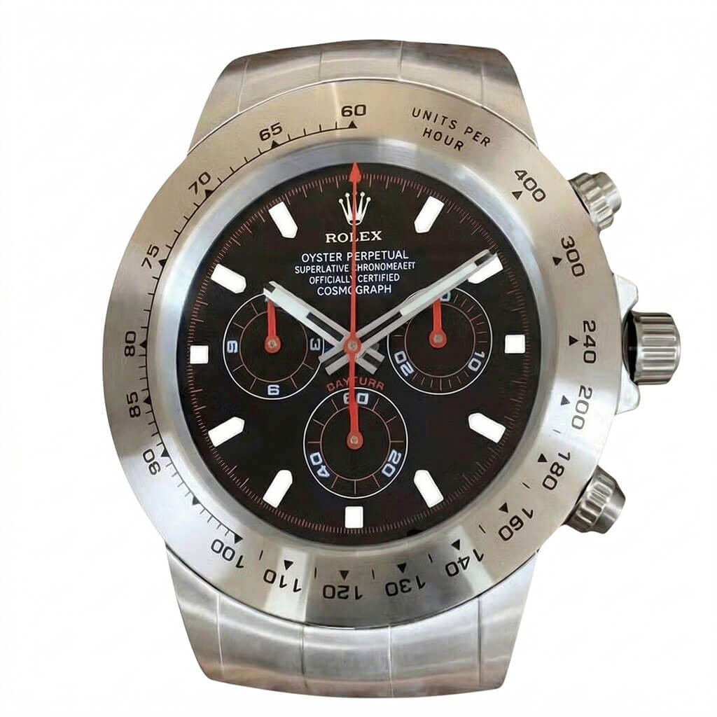 Daytona XXL Silver, Black & Red Wall Clock