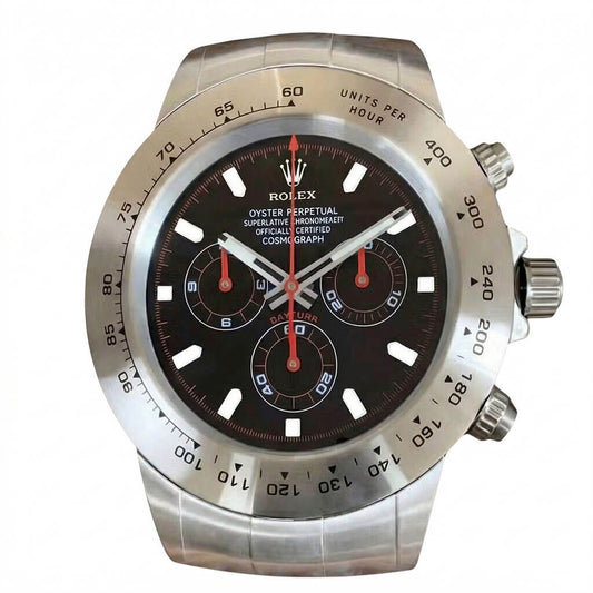 Daytona XXL Silver, Black & Red Wall Clock