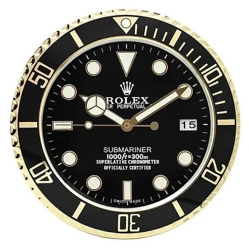 Submariner Style Wall Clock | Gold & Black