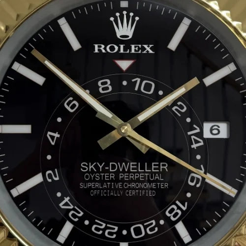Sky Dweller Style Wall Clock | Gold & Black