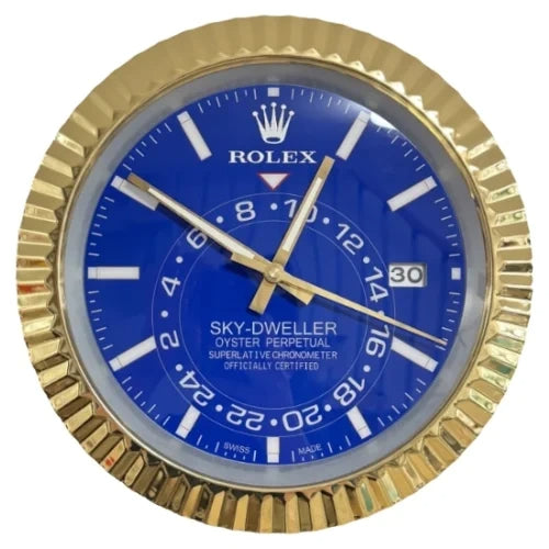 Sky Dweller Style Wall Clock | Gold & Blue