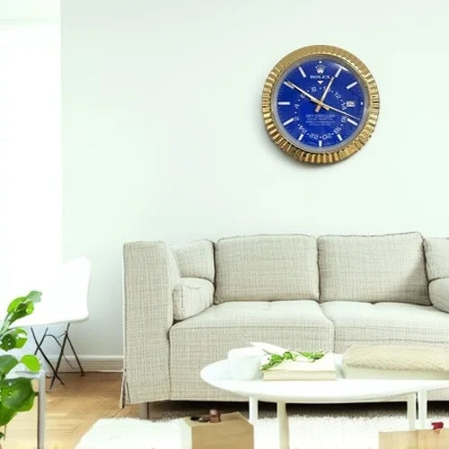 Sky Dweller Style Wall Clock | Gold & Blue