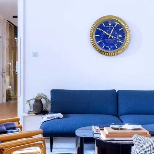 Sky Dweller Style Wall Clock | Gold & Blue