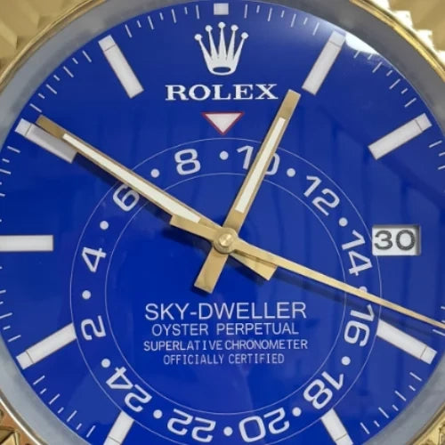 Sky Dweller Style Wall Clock | Gold & Blue
