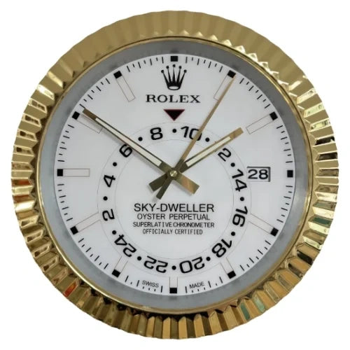 Sky Dweller Style Wall Clock | Gold & White