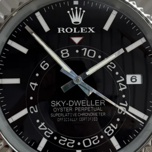 Sky Dweller Style Wall Clock | Sliver & Black