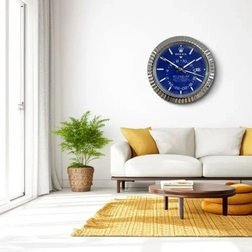 Sky Dweller Style Wall Clock | Sliver & Blue